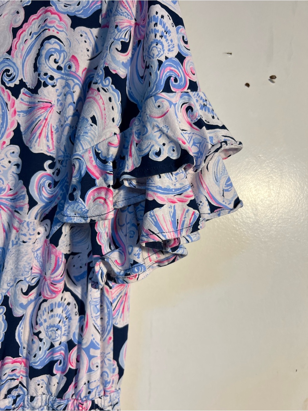 Lilly Pulitzer High Tide Navy Its For Shore Navy Pink Paisley Lula Romper Size L - Picture 5 of 8